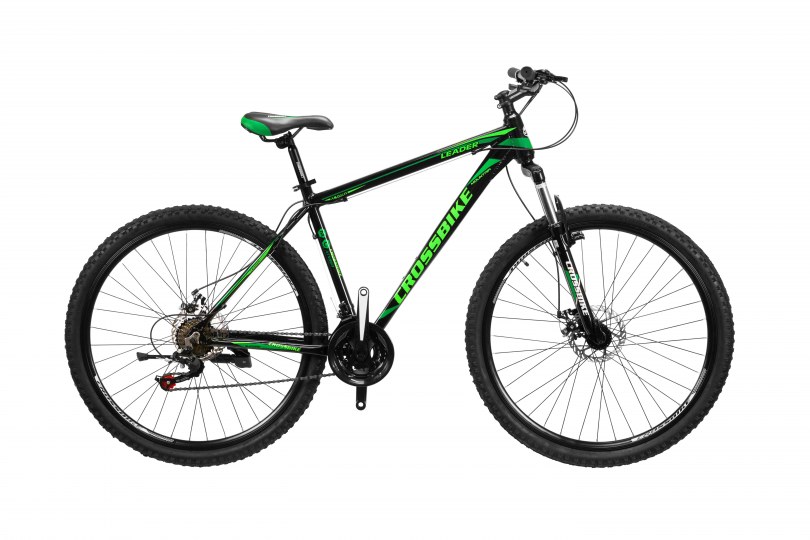Велосипед CrossBike Leader 27.5" 17" Черный-Темный зеленый-Зеленый