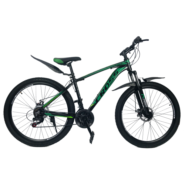 Велосипед Cross Leader V2 27.5" 17" Чорний-Темно зелений-Зелений
