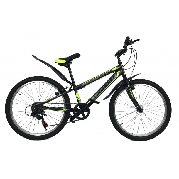 Велосипед CrossBike Pegas 24" 11" Неоновий жовтий-Чорний-Сірий