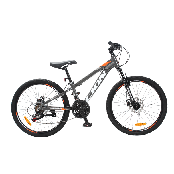 Велосипед CrossBike Lion 24" 12" Серый-Оранжевый