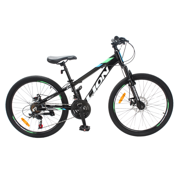 Велосипед CrossBike Lion 24" 12" Чорний-Зелений